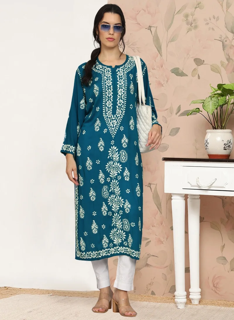 Alaya Women Chikankari Hand Embroidered Modal Kurta -AL4042