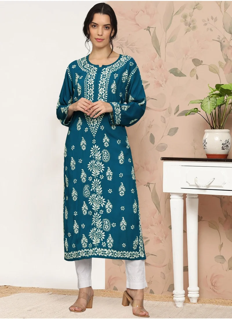 Alaya Women Chikankari Hand Embroidered Modal Kurta -AL4042