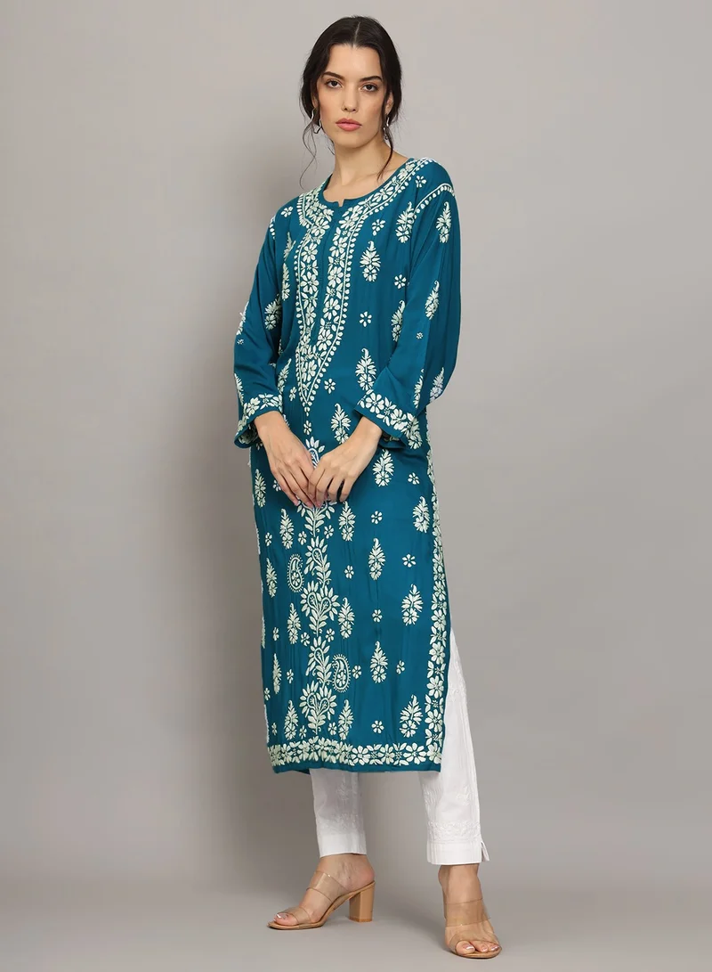 Alaya Women Chikankari Hand Embroidered Modal Kurta -AL4042