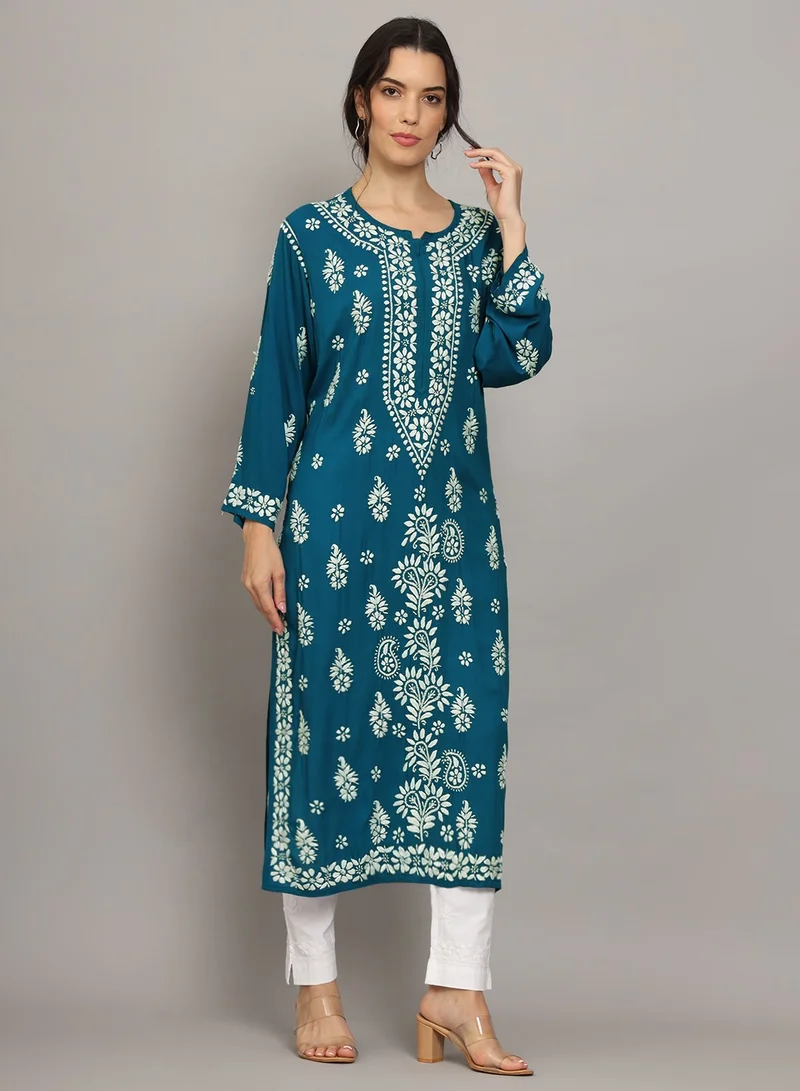 Alaya Women Chikankari Hand Embroidered Modal Kurta -AL4042