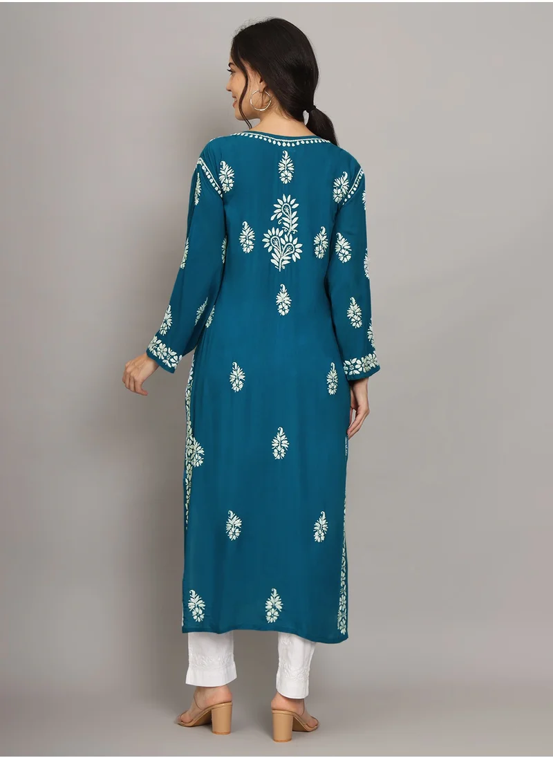 Alaya Women Chikankari Hand Embroidered Modal Kurta -AL4042