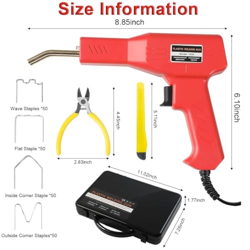 AZRMOH® 50W Plastic Welding Machine Kit with 200Pcs 4 Types of Staples, Plastic Welding Car Bumper Crack Repairing Hot Stapler Heating Kit Plastic Machine Gun Car Bumper Repair Kit - Image 4