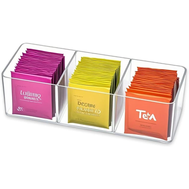 Tea Bag Storage Box Three Compartment Holds 60 Tea Bags Durable Plastic Open Top Design Kitchen Storage Solution Style 1 - Image 2