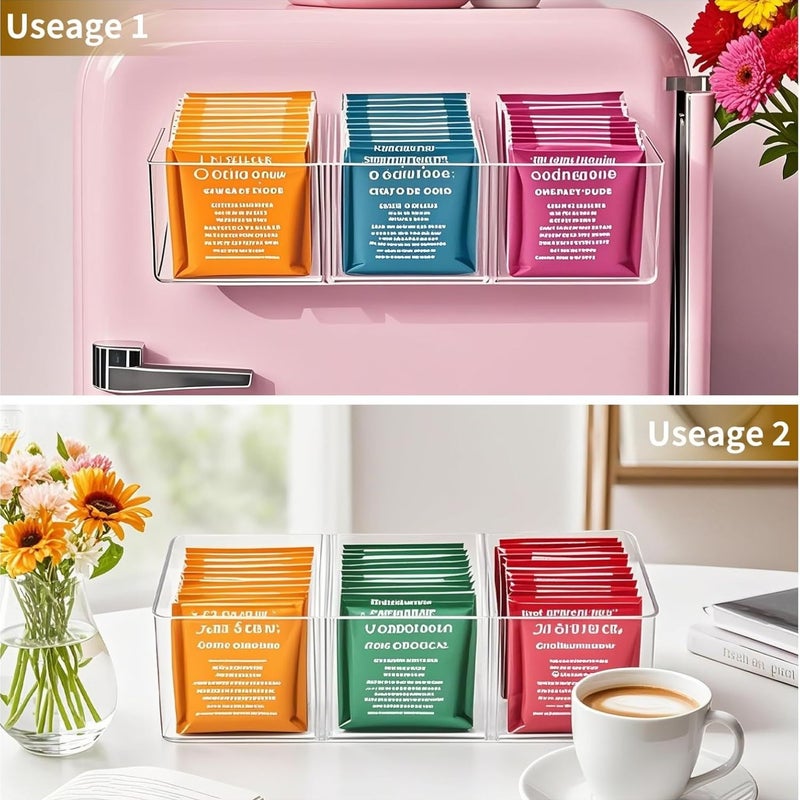 Tea Bag Storage Box Three Compartment Holds 60 Tea Bags Durable Plastic Open Top Design Kitchen Storage Solution Style 1 - Image 4