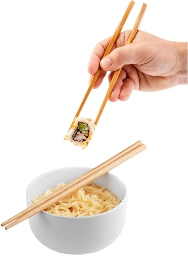10 Pairs Reusable Bamboo Chopsticks - Long, lightweight chopsticks for sushi, rice noodles, and Asian dishes. Chinese and Japanese tableware - Image 1