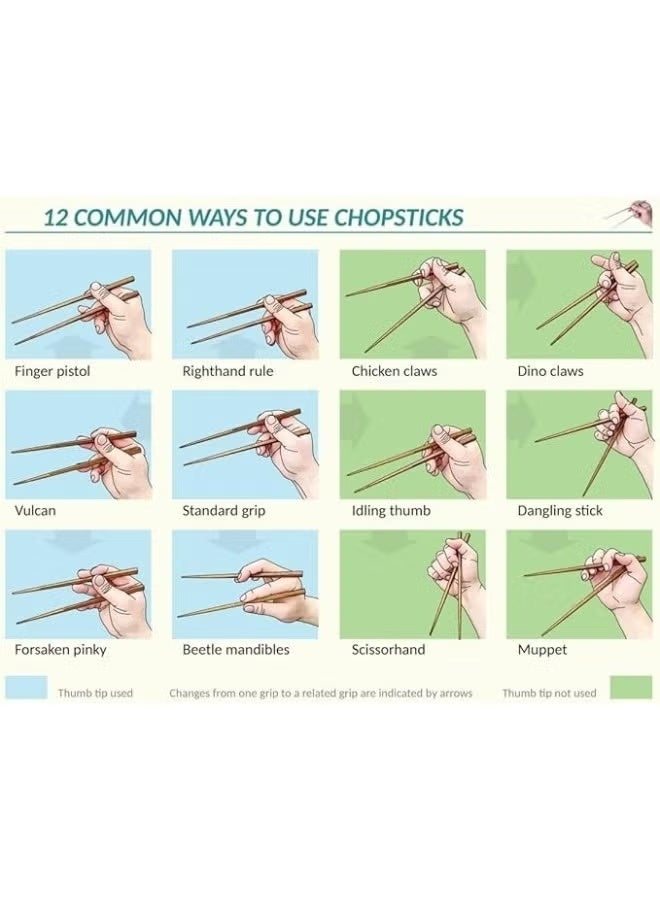 10 Pairs Reusable Bamboo Chopsticks - Long, lightweight chopsticks for sushi, rice noodles, and Asian dishes. Chinese and Japanese tableware - Image 4