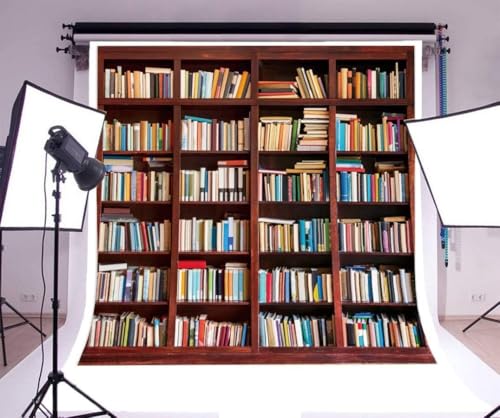 AOFOTO 8x8ft Bookshelf Backdrop for Photography Book Store School Library Literary Education Bookcase Background Vinyl Wallpaper Study Room Interior Decoration Kids Adult Portrait Photoshoot Props - Image 3