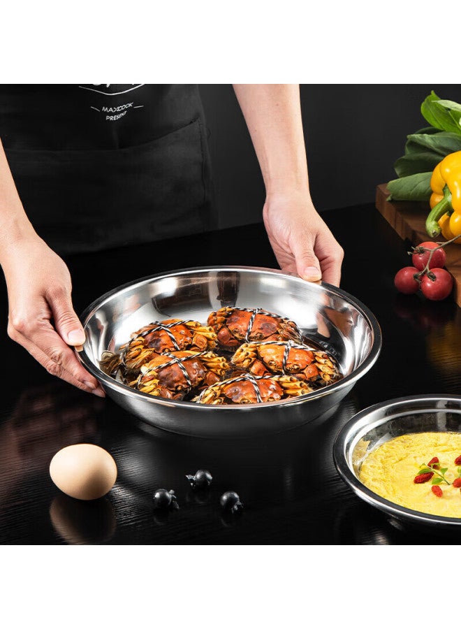 MAX COOK Meichun Thickened 304 Stainless Steel Plate And Bowl, 26cm, Government Subsidy, Mcwapd26, Widened And Deepened, Drop-resistant - Image 1