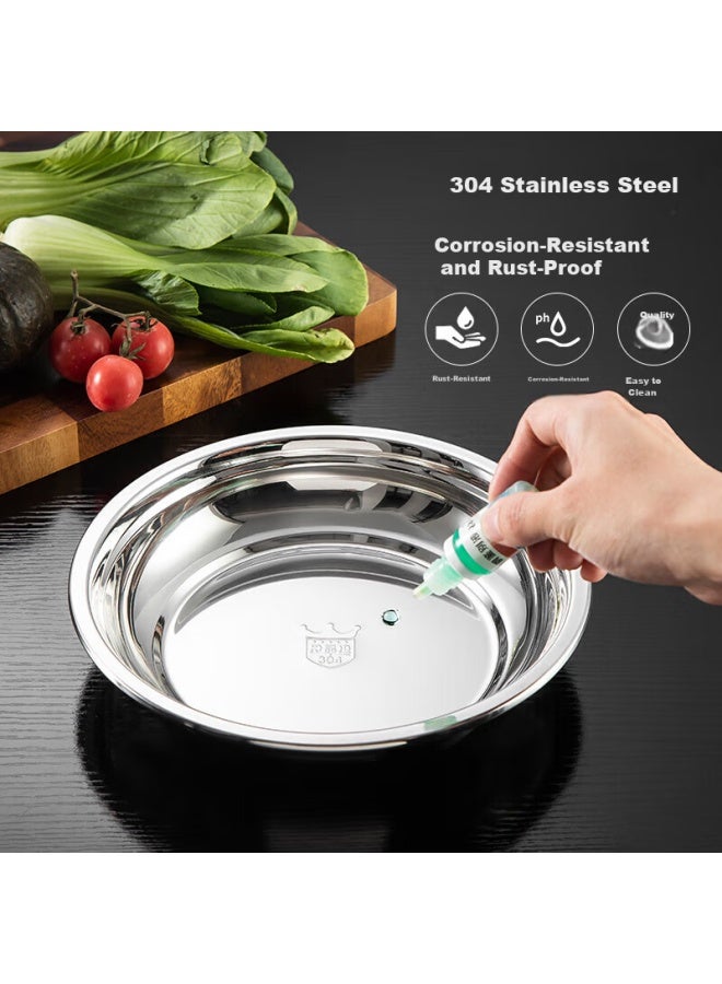 MAX COOK Meichun Thickened 304 Stainless Steel Plate And Bowl, 26cm, Government Subsidy, Mcwapd26, Widened And Deepened, Drop-resistant - Image 5