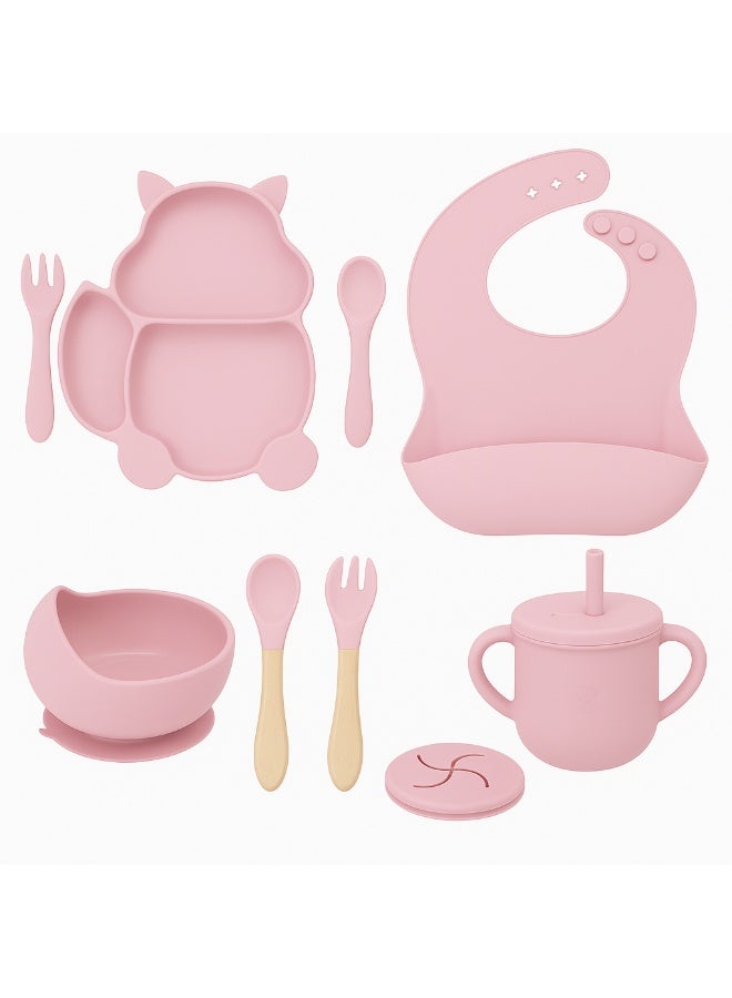 شيكو طقم طعام الطفل المتكامل 9 قطع من شيكو (Chicco) - طبق شفط، وعاء، كوب بمصاصة، ومريلة وأدوات - لتشجيع الرضاعة الذاتية - Image 1