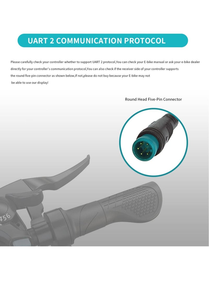 Ebike LCD Display Meter Multi-Function High Quality IP65 Waterproof Bicycle Computer and Compatible with UART 2 Protocols