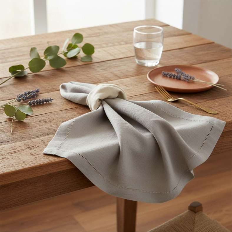 Pan Home Alira Napkin Set - Grey - 12 Pieces - Image 1