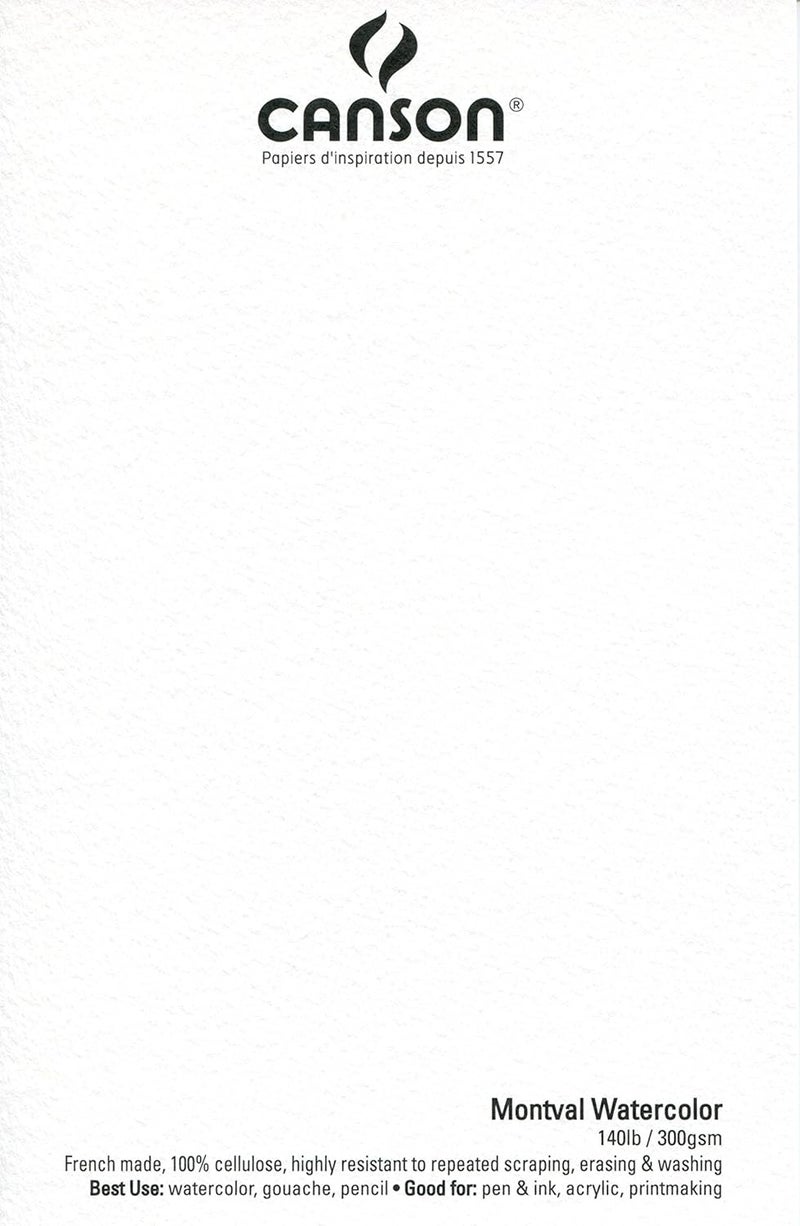 CANSON ورق مائي كانسون أرتيست سيريز مونتفال بلوك 4x6 بوصة 15 ورقة 140 رطل 300 جرام ورق فني للبالغين والطلاب للألوان المائية والوسائط المختلطة والأقلام الفنية ومذكرات الفن - Image 2