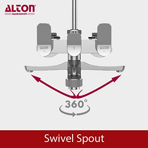ALTON AURA-19075 Wall Mixer with 360 Swivel Spout and Provision for Overhead Shower with 125 mm Long Bend Pipe & Wall Flange (Chrome) - Image 3