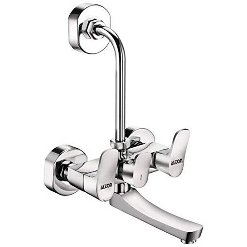ALTON AURA-19075 Wall Mixer with 360 Swivel Spout and Provision for Overhead Shower with 125 mm Long Bend Pipe & Wall Flange (Chrome) - Image 1