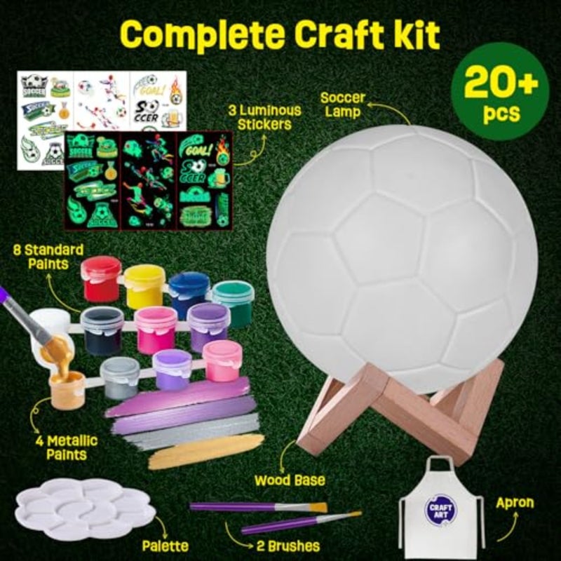 Paint Your Own Lamp Kit, World Cup Soccer Gifts 3D Night Light, Art Supplies Creativity Arts and Crafts for Ages 8-12, Birthday Gifts for Boys Girls Ages 3 4 5 6 7 8 9 10 11 12+ - Image 2