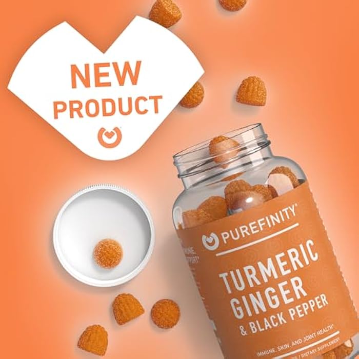 PUREFINITY Turmeric and Ginger Supplement Gummies with Black Pepper, Joint Support Curcumin Chewables with Delicious Flavor – Gluten Free, Non-GMO, Vegan, 60 Count - Image 2