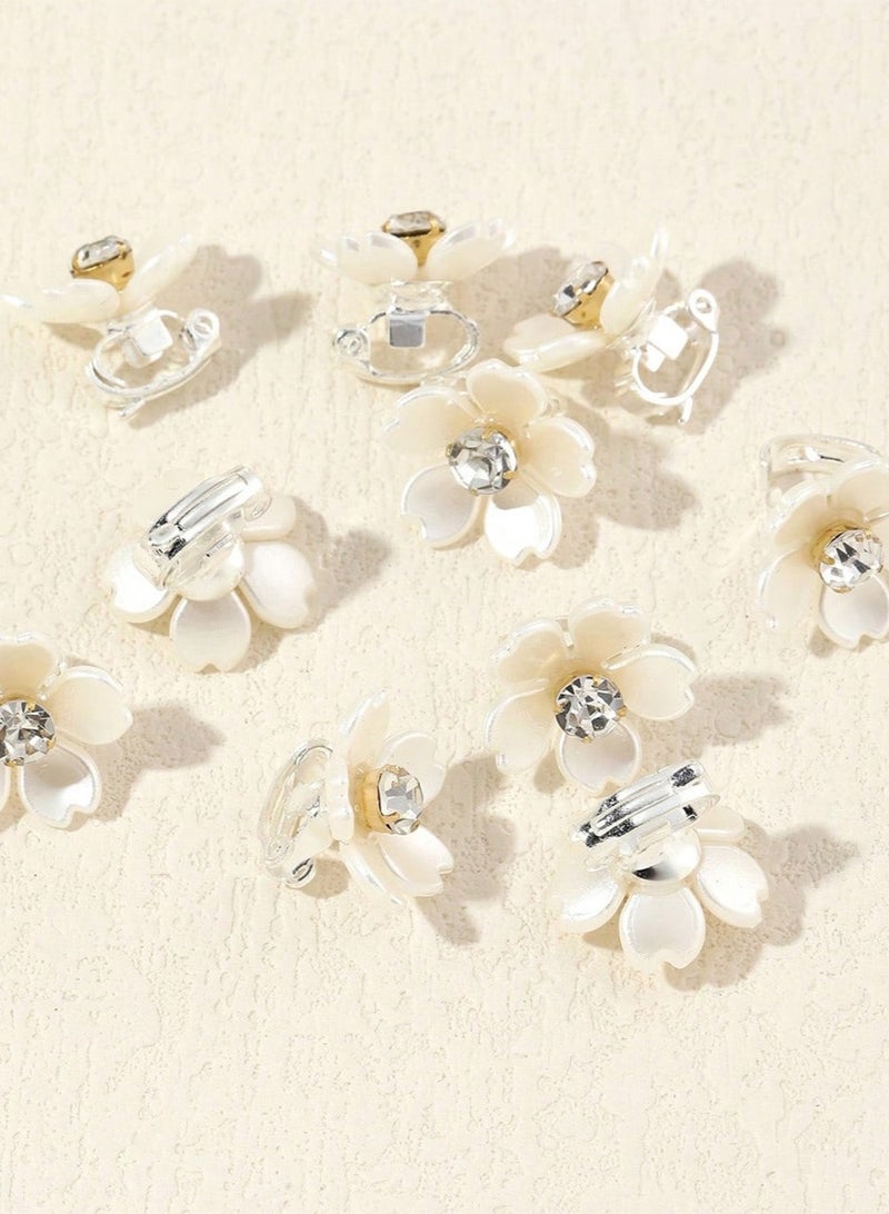 اعاره 20 قطعة من الزهور البيضاء مع مشابك مثقاب، مشابك شعر لطيفة مناسبة للنساء والفتيات - Image 4