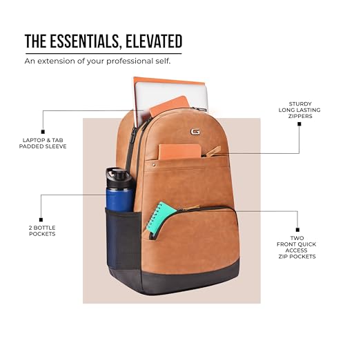 Gear Vintage2 Anti Theft Faux Leather 18 cms Tan Laptop Backpack (LBPVG2LTH1901) - Image 5