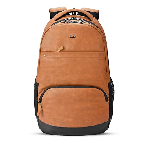 Gear Vintage2 Anti Theft Faux Leather 18 cms Tan Laptop Backpack (LBPVG2LTH1901) - Image 1