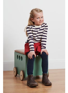 Tchibo Kids Girl Crew Neck Long Sleeves Stripe Top, Cream  - Image 1