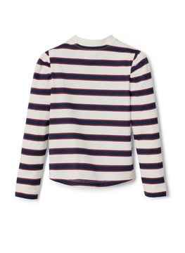 Tchibo Kids Girl Crew Neck Long Sleeves Stripe Top, Cream  - Image 3