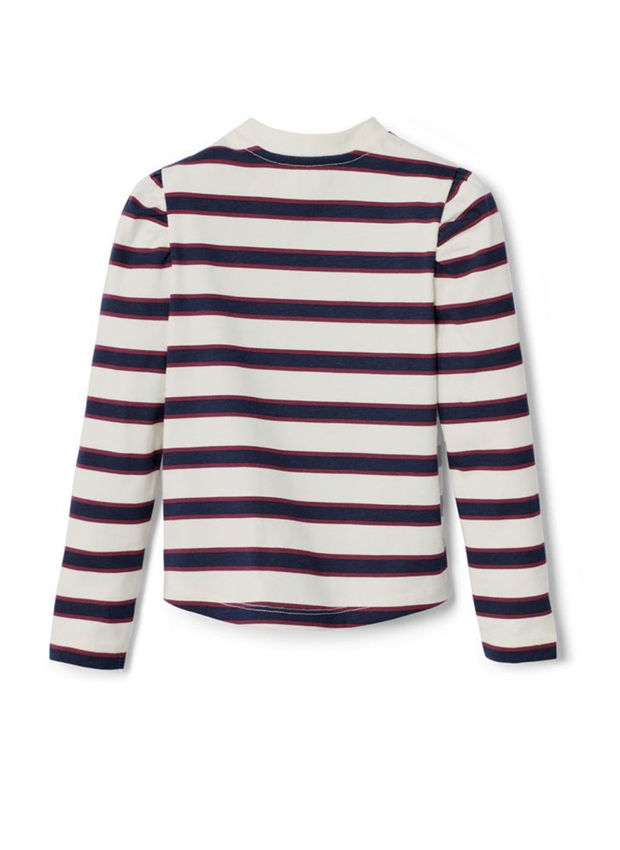 Tchibo Kids Girl Crew Neck Long Sleeves Stripe Top, Cream  - Image 3