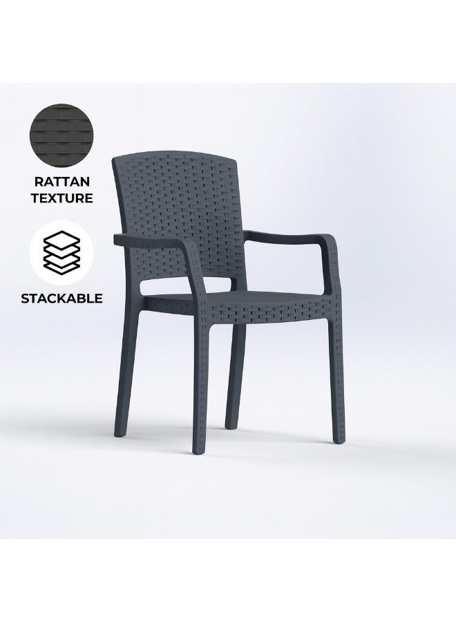 Marcolo 3-Piece Outdoor Bistro Set – 2 Rattan-Style Armchairs + 1 Coffee Table – Grey – UV-Resistant, Durable Patio Furniture for Balcony, Garden & Terrace - Image 3