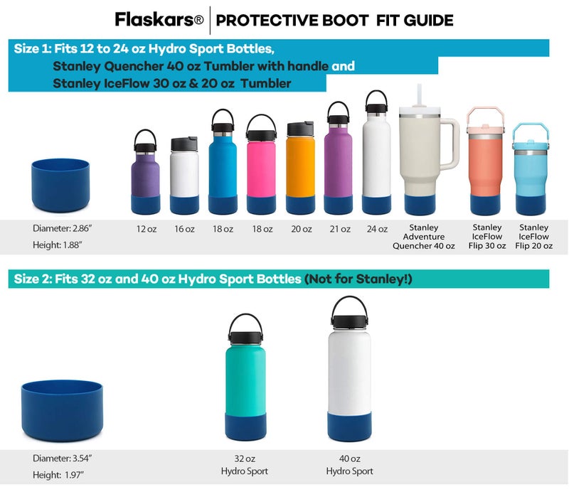 Flaskars Protective Silicone Boot for 12oz - 40 oz Hydroflask Water Bottles Anti-Slip Bottom Sleeve Cover Bumper (Fits 12-24 OZ, Cobalt) - Image 3