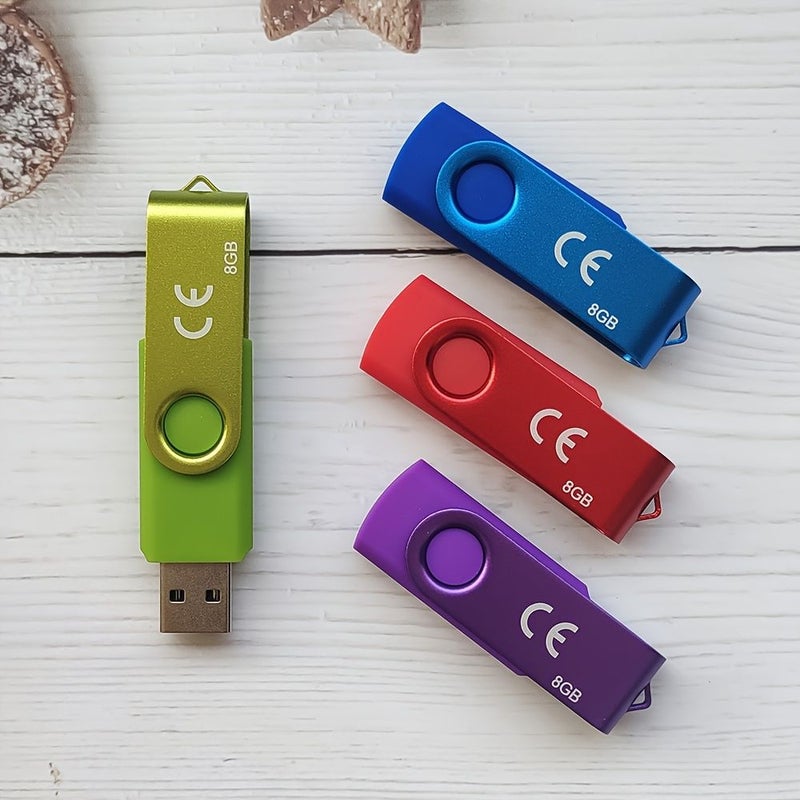 4 قطع محركات أقراص فلاش USB 2.0 قابلة للدوران 128 ميجابايت 4 ألوان عالية السرعة - Image 3