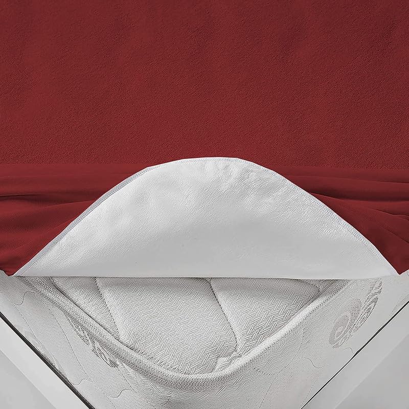 Rajasthan Crafts Cotton Terry Ultra Soft Waterproof Mattress Protector| Fits Upto 10 inch Bed | Breathable - Hypoallergenic Mattresses Cover (72x75 inch | 6x6.25 feet, Maroon) - Image 3
