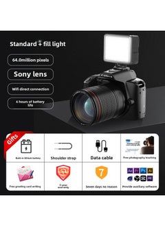 6400w HD Pixel Student Entry Level Micro Single Self-timer Vlog Small SLR Travel Digital Camera-Body Color:D5 Black Night Vision Version Comes Standard With + Fill Light - Package 4✦✦