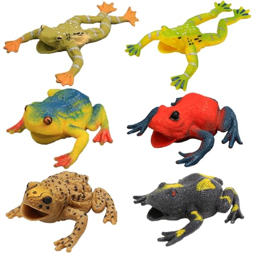 Yeonhatoys 6 Pcs 45 Inch Frog Toys Super Stretches Assorted Rubber Frog Sets with Material TPRRealistic Frog Figure Toys for Boy Kids Bathtub Bath Time Toy Decor for Your Animal Party Birthdays Gift Choice - Image 5