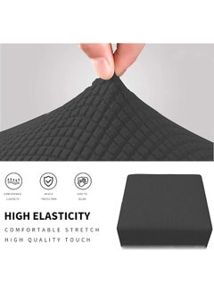 erorex Stretch Ottoman Cover Ottoman Slipcovers With Elastic Bottom Stretch Cushion For Footrest Foot Stool Furniture Washable Black M  - Image 4