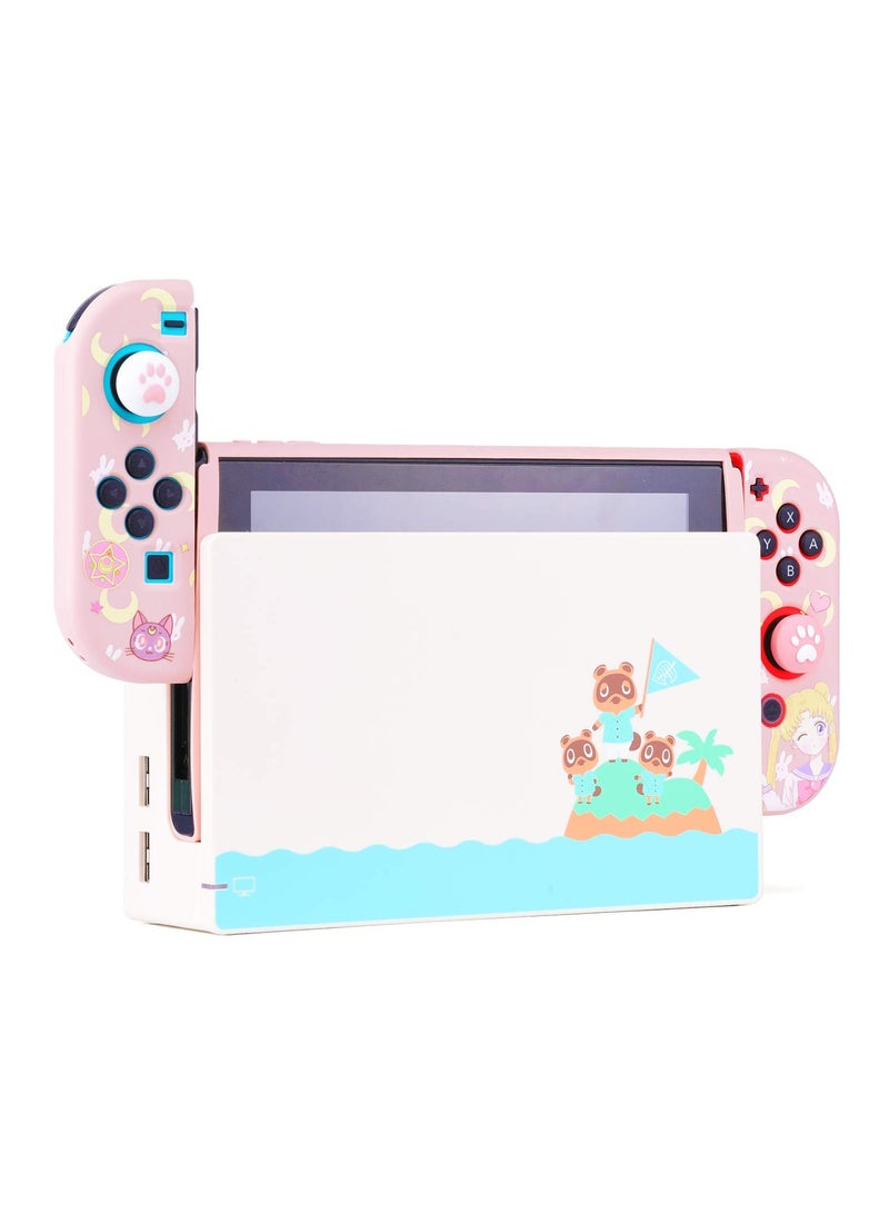 SYOSI حافظة واقية لطيفة لجهاز نينتندو سويتش - غلاف رقيق ناعم لجهاز التحكم وجوي-كون مع واقي شاشة، قبضة إبهام، مضادة للخدش (سفينة القمر) - Image 4