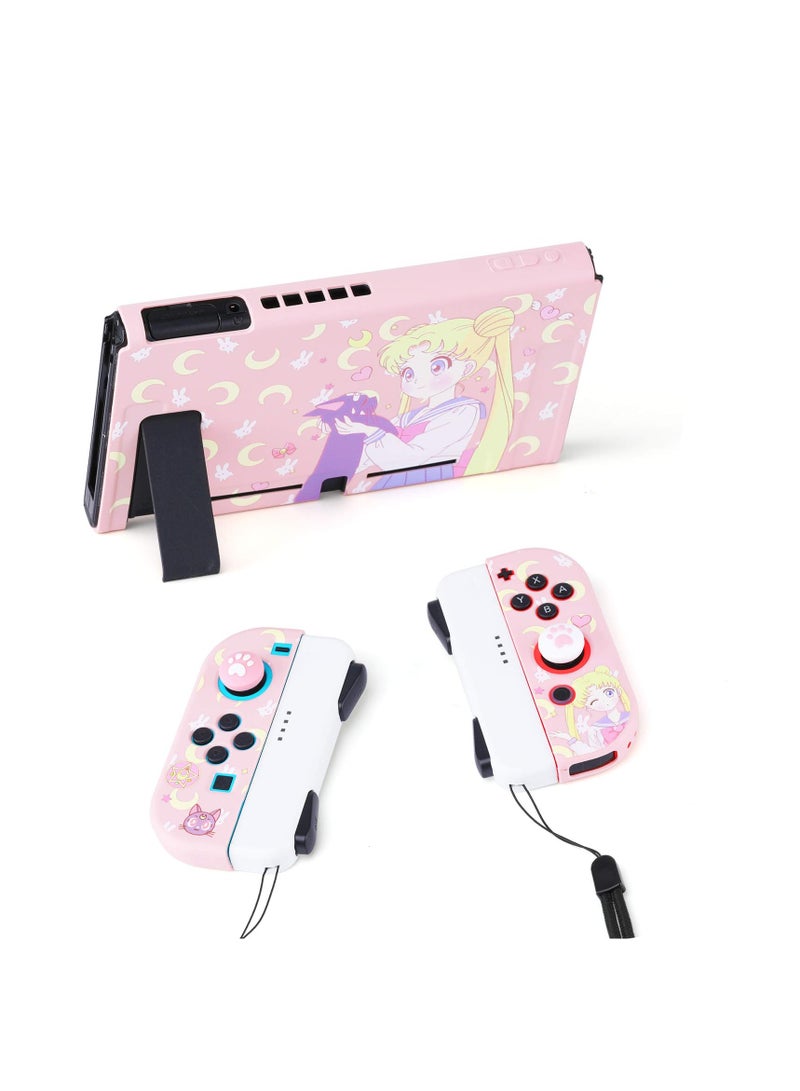 SYOSI حافظة واقية لطيفة لجهاز نينتندو سويتش - غلاف رقيق ناعم لجهاز التحكم وجوي-كون مع واقي شاشة، قبضة إبهام، مضادة للخدش (سفينة القمر) - Image 3