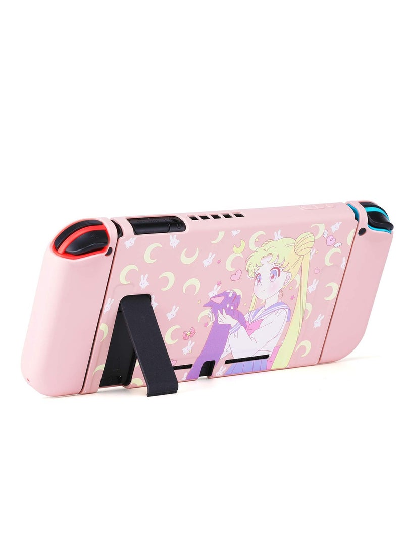 SYOSI حافظة واقية لطيفة لجهاز نينتندو سويتش - غلاف رقيق ناعم لجهاز التحكم وجوي-كون مع واقي شاشة، قبضة إبهام، مضادة للخدش (سفينة القمر) - Image 2