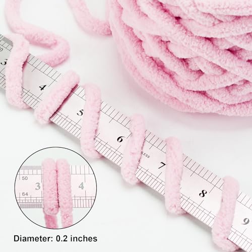 INNDUN Blanket Yarn 100g/3.5oz - Pink Chenille Yarn 6 Super Bulky - 72 Yards - Knitting, Crocheting & Crafts Chunky Yarn - Image 2