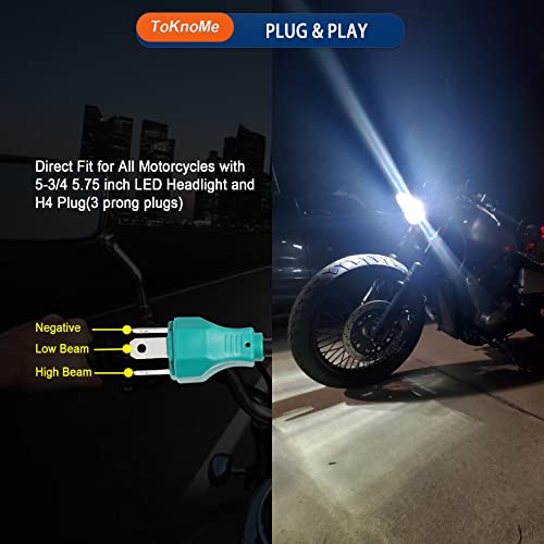 ToKnoMe 5-3/4 5.75 inch LED Headlight Compatible with Harley Davidson Dyna Sportster Iron 883 1200 Low Rider XLH883 Super Glide Softail Custom XLH1200 Forty-Eight SuperLow Street 500 750(Black) - Image 2