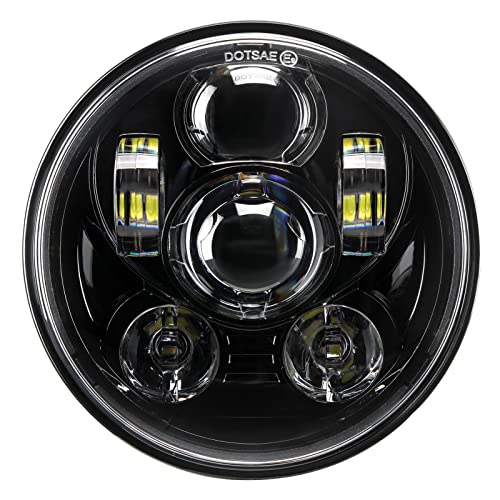 ToKnoMe 5-3/4 5.75 inch LED Headlight Compatible with Harley Davidson Dyna Sportster Iron 883 1200 Low Rider XLH883 Super Glide Softail Custom XLH1200 Forty-Eight SuperLow Street 500 750(Black) - Image 1