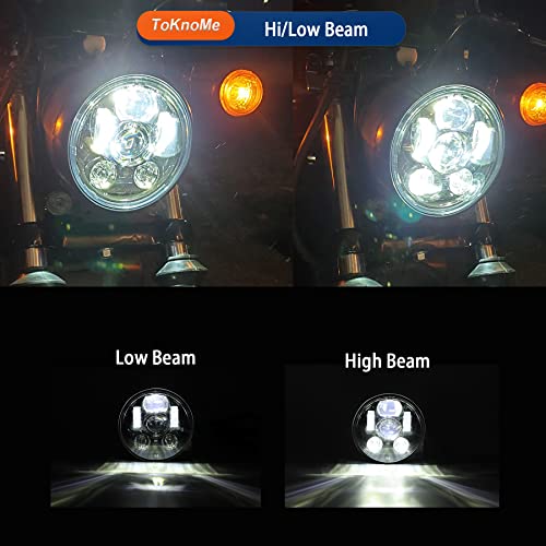 ToKnoMe 5-3/4 5.75 inch LED Headlight Compatible with Harley Davidson Dyna Sportster Iron 883 1200 Low Rider XLH883 Super Glide Softail Custom XLH1200 Forty-Eight SuperLow Street 500 750(Black) - Image 3