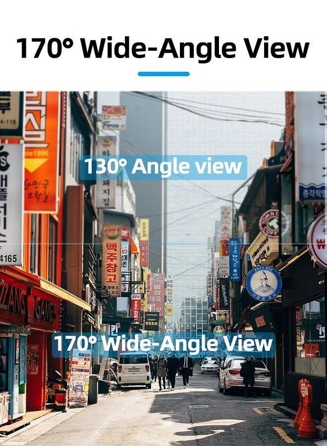 كاميرا سيارة 4K واي فاي مع رؤية ليلية و زاوية واسعة 170 درجة - تسجيل أمامي فائق الدقة 3840x2160P - وضع الانتظار 24 ساعة - حساس حركة - خاصية الحلقة - مراقبة ذكية للسيارة - Image 2