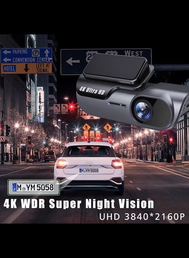 كاميرا سيارة 4K واي فاي مع رؤية ليلية و زاوية واسعة 170 درجة - تسجيل أمامي فائق الدقة 3840x2160P - وضع الانتظار 24 ساعة - حساس حركة - خاصية الحلقة - مراقبة ذكية للسيارة - Image 3