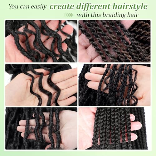 Eerya Long Curly Braiding Hair 18 Inch 2 Packs Ocean Wave Crochet Hair for Black Women Deep Wave Braiding Hair for Boho Braids (18 inch, 1B) - Image 5