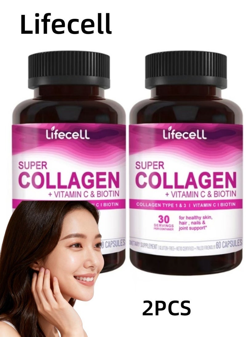لايفسل مكمل غذائي من ببتيدات الكولاجين الفائقة (مع فيتامين سي والبيوتين) - يدعم صحة الشعر وبشرة مشرقة وأظافر قوية - Image 1