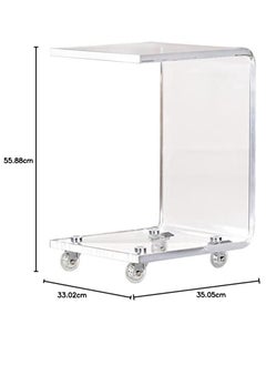 Rose C Table - Small Side Table Living Room Decor - Slim C-Shaped End Table for Sofa with Wheels - Drink Table, TV Tray Table, Horizontal Laptop Stand for Couch  - Image 2