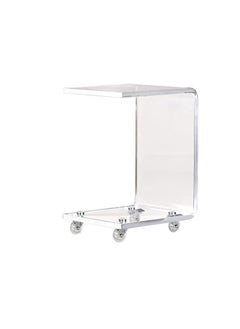 Rose C Table - Small Side Table Living Room Decor - Slim C-Shaped End Table for Sofa with Wheels - Drink Table, TV Tray Table, Horizontal Laptop Stand for Couch  - Image 1
