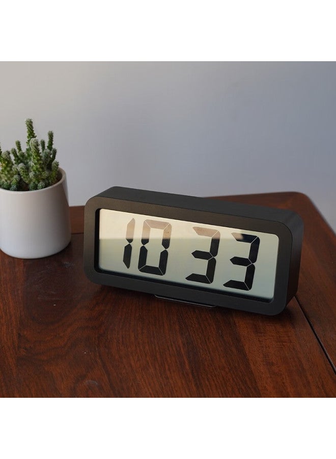 Hense Lcd Desktop Clock, Living Room Electronic Clock, Large Digital Display For Middle-aged And Elderly, Alarm Clock, Wall-mountable, Bedroom Bedside Table Clock, Musical Ringtone, Simple Alarm Watch Ha919 Black - Image 3