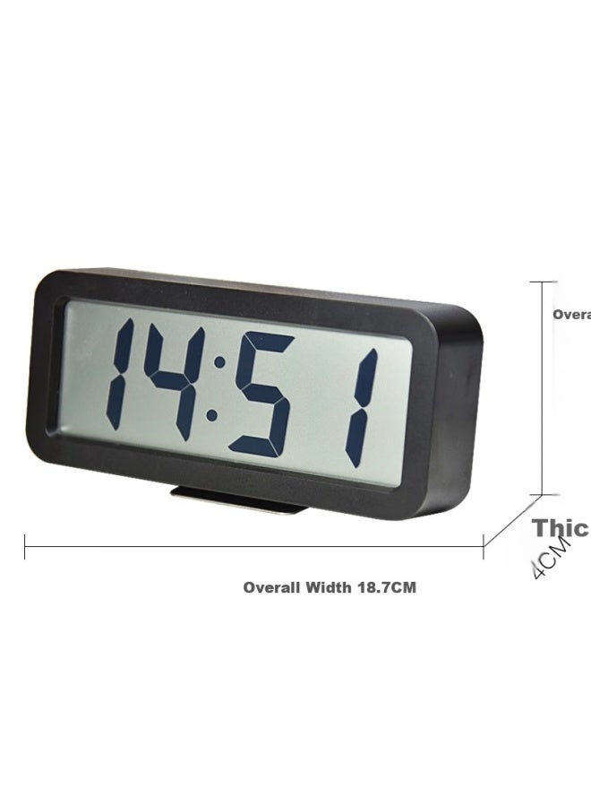 Hense Lcd Desktop Clock, Living Room Electronic Clock, Large Digital Display For Middle-aged And Elderly, Alarm Clock, Wall-mountable, Bedroom Bedside Table Clock, Musical Ringtone, Simple Alarm Watch Ha919 Black - Image 2