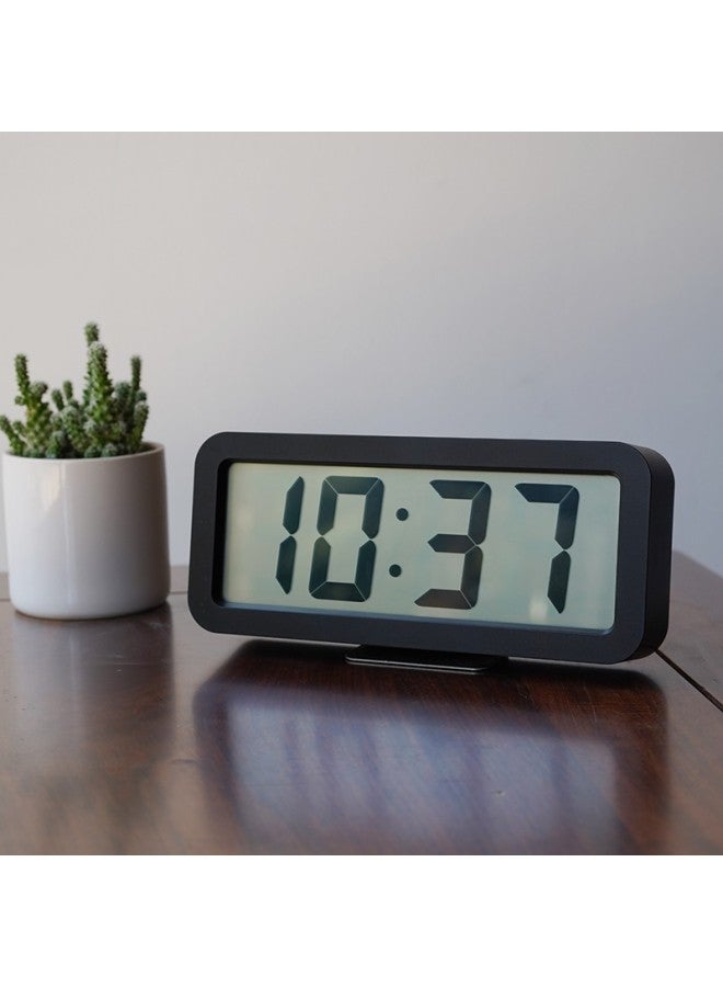 Hense Lcd Desktop Clock, Living Room Electronic Clock, Large Digital Display For Middle-aged And Elderly, Alarm Clock, Wall-mountable, Bedroom Bedside Table Clock, Musical Ringtone, Simple Alarm Watch Ha919 Black - Image 1